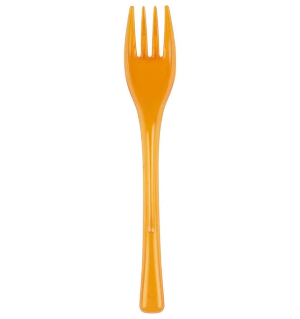 Tenedor de Plastico Fly Naranja Transp. 140mm (3000 Uds)