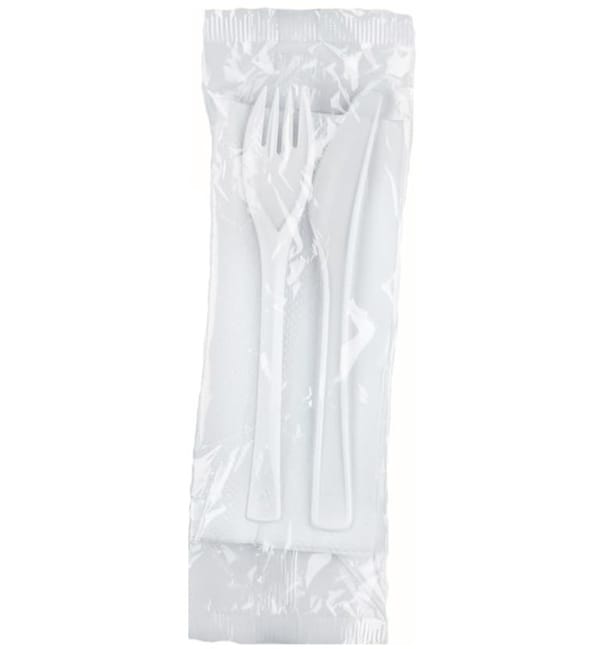 Set Cubiertos Plastico Next Tenedor, Cuchillo y Servilleta (50 Uds)