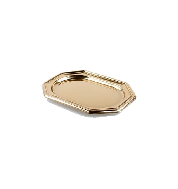 Bandeja de Plastico Octogonal Oro 36x24 cm (50 Uds)