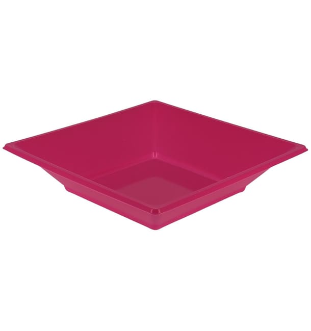 Plato de Plastico Hondo Cuadrado Fucsia 170mm (300 Uds)