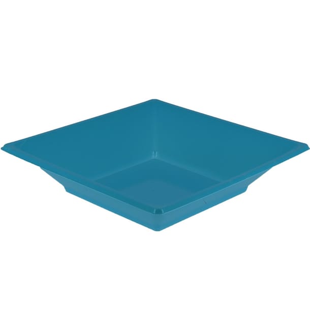 Plato de Plastico Hondo Cuadrado Turquesa 170mm (300 Uds)