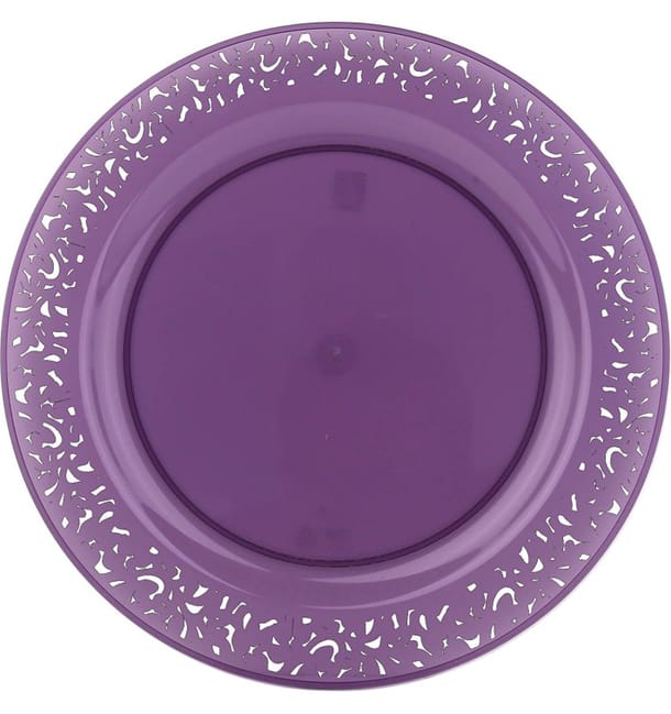 Plato Plastico Redondo "Mandala" Berenjena 19cm (4 Uds)