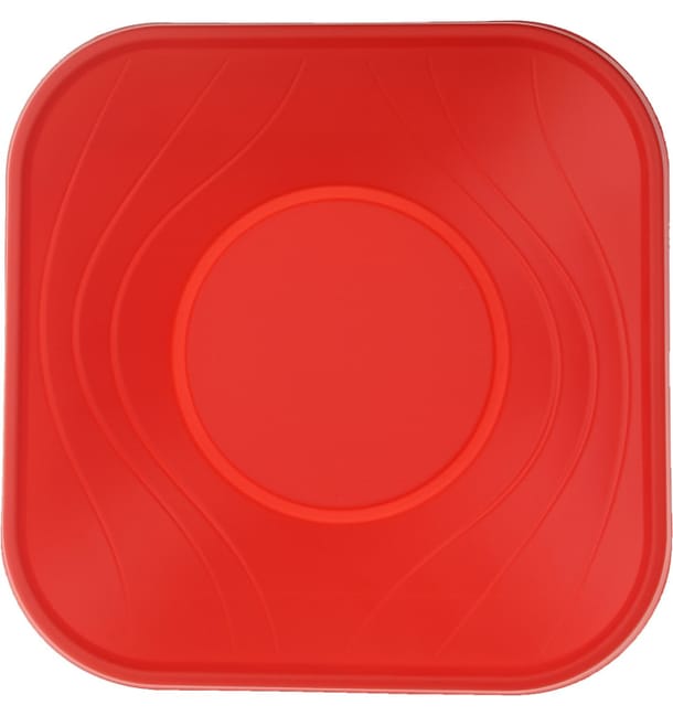 Bol de Plastico PP "X-Table" Cuadrado Rojo 180x180mm (120 Uds)