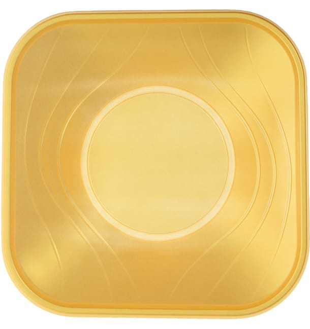 Bol de Plastico PP "X-Table" Cuadrado Oro 180x180mm (8 Uds)