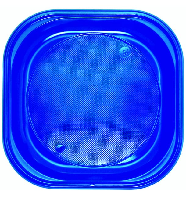 Plato de Plastico PS Cuadrado Azul Oscuro 200x200mm (30 Uds)