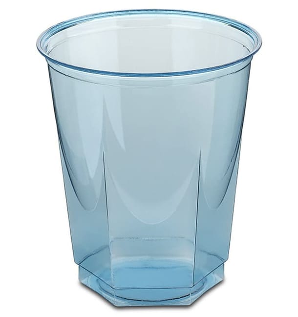 Vaso Plastico Hexagonal PS Cristal Turquesa 250ml (10 Uds)