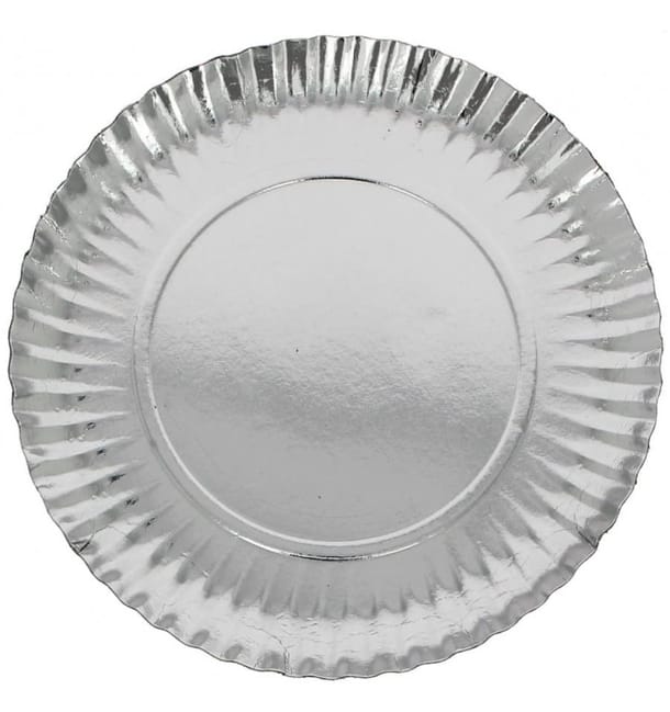 Plato de Carton Redondo Plateado 320 mm (250 Uds)