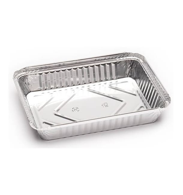 Bandeja rectangular de Aluminio para comida preparada 