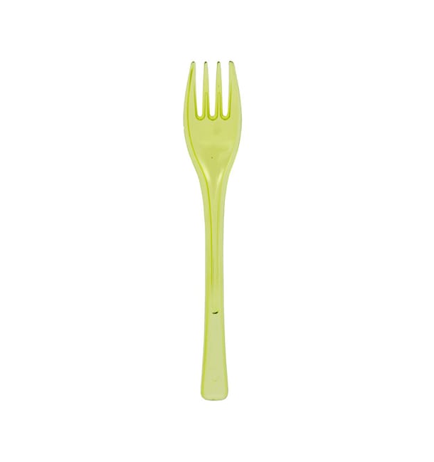 Tenedor de Plastico Fly Verde Lima Transp. 140mm (50 Uds)