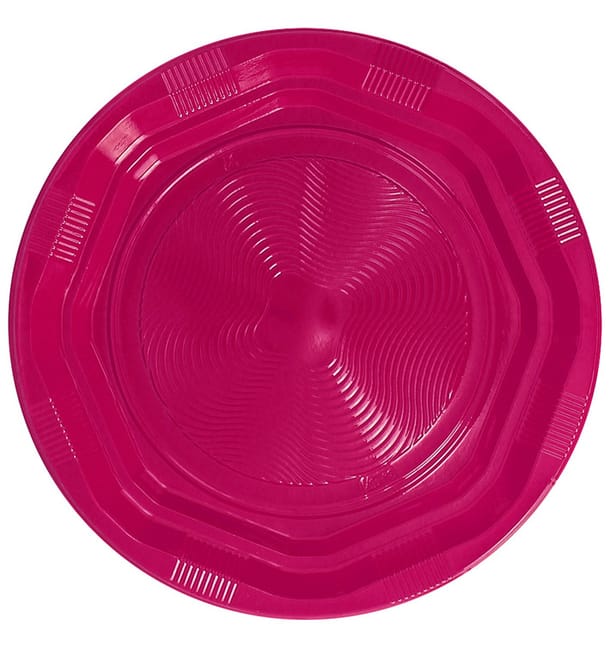 Plato Hondo Redondo Octogonal Plastico PS Fucsia Ø220 mm (250 Uds)