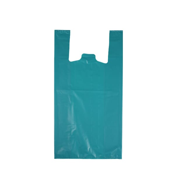 Bolsa Plástico Camiseta 70% Reciclado “Colors” Azul 42x53cm G200 (40 Uds)