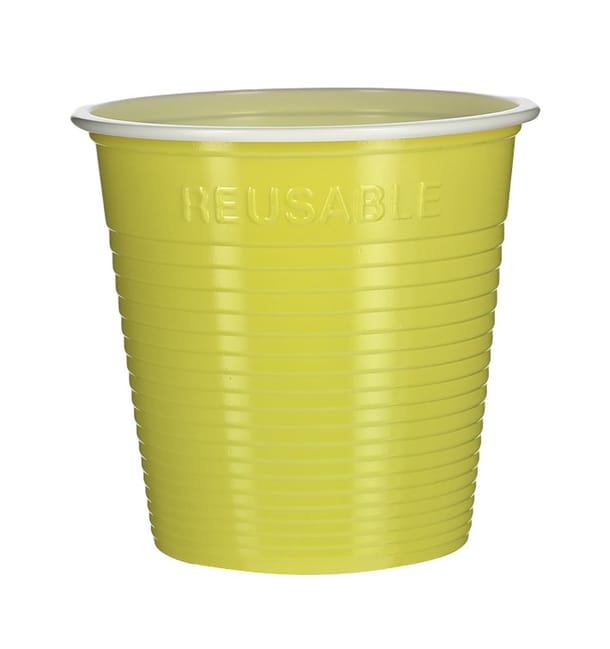 Vaso de Plástico PS Bicolor Amarillo 230 ml (420 Uds)