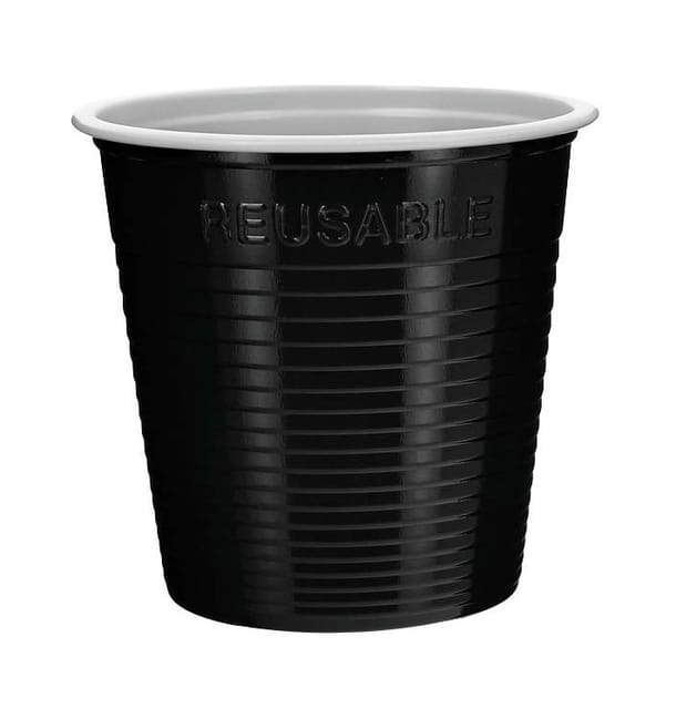 Vaso Reutilizable PS Bicolor Negro 230ml (420 Uds)