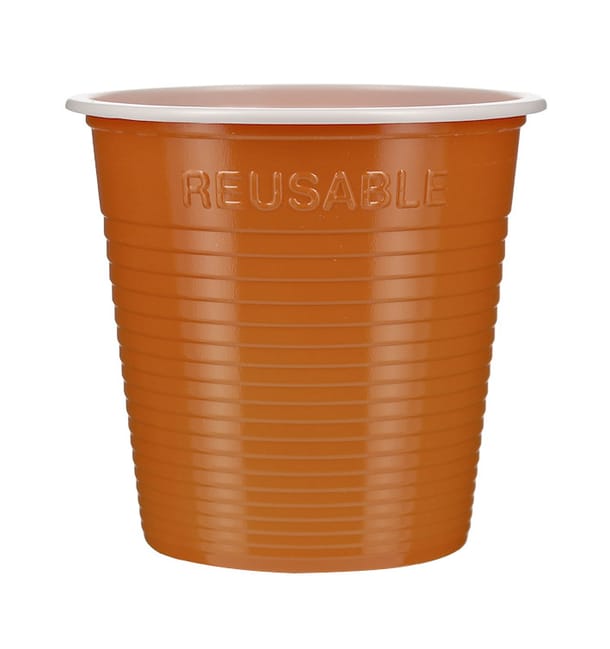 Vaso Reutilizable Económico PS Bicolor Naranja 230ml (30 Uds)