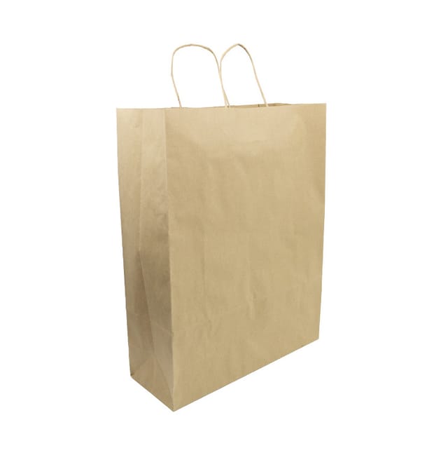 Bolsa Papel Kraft Hawanna con Asas 100g/m² 32+12x41cm (200 Uds)