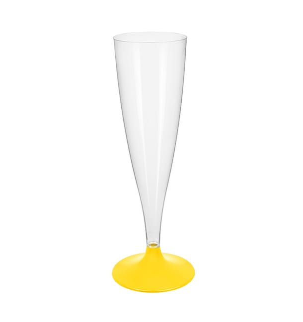 Copa Plástico Cava Pie Amarillo 140ml 2P (20 Uds)