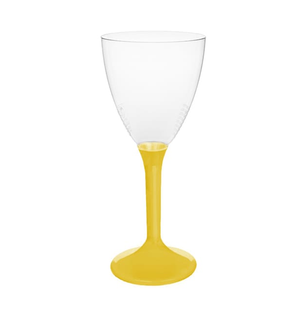 Copa Plástico Vino Pie Amarillo 180ml 2P (200 Uds)
