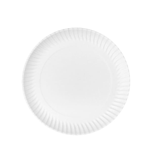 Plato de Cartón Redondo Blanco Ø23cm 450g/m² (50 Uds)