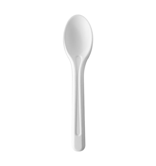 Cuchara de Fibra Moldeada Blanca 16cm (50 Uds)