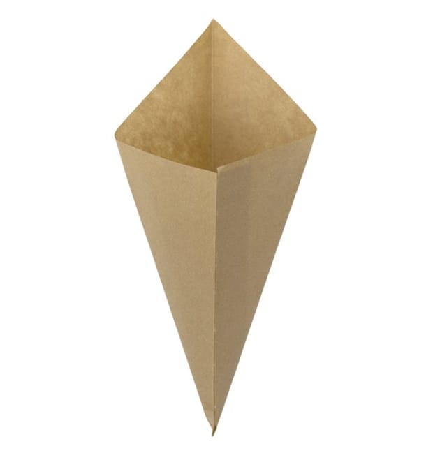 Cono de Papel Antigrasa Kraft 25,5cm 100gr (100 Uds)