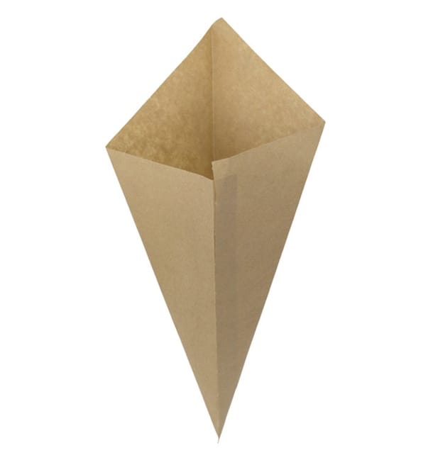 Cono de Papel Antigrasa Kraft 34cm 400gr (100 Uds)