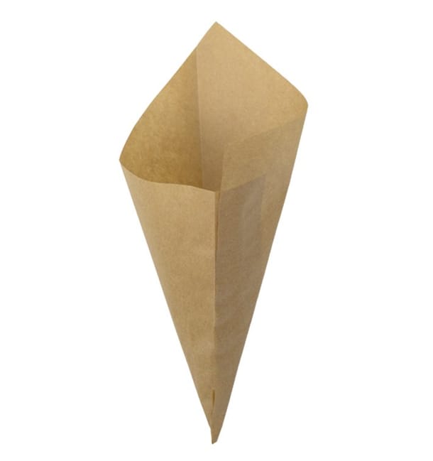 Cono de Papel Antigrasa Kraft 19,5cm 50gr (100 Uds)