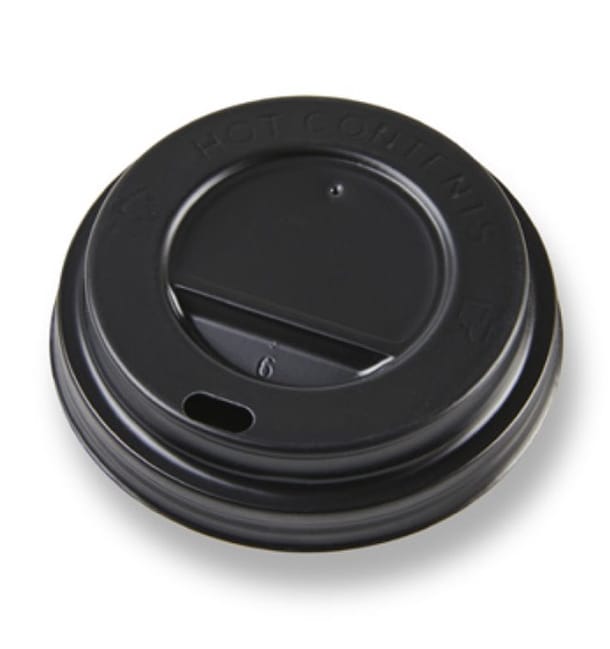 Tapa Travel con Agujero PS para Vaso Cartón Negra Ø6,2cm (1.000 Uds)